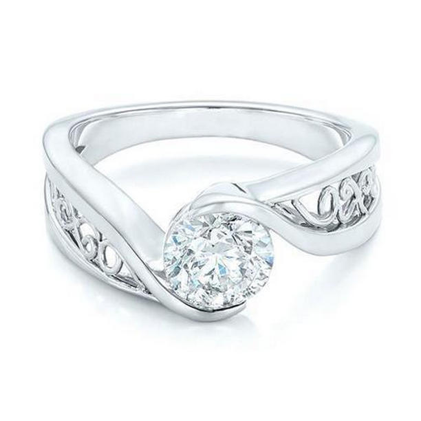 1.50 CT Round Diamond Solitaire Engagement Ring, 14K White Gold - Size 6.5