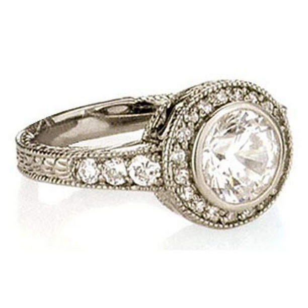 Picture of Harry Chad Enterprises 364 1.35 CT Halo Diamond Vintage Style Engagement Ring, Size 6.5