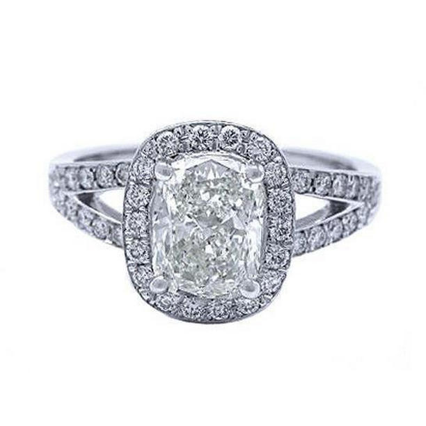 Picture of Harry Chad Enterprises 3647 6.26 CT Double Shank Huge Cushion Halo Diamond Ring&#44; Size 6.5
