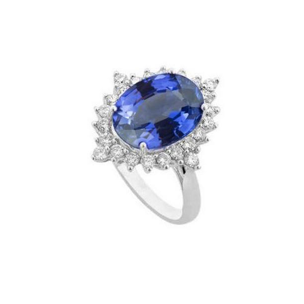 Picture of Harry Chad Enterprises 36479 Sri Lanka Sapphire Oval 8.51 CT Gemstone Diamond Ring&#44; Size 6.5