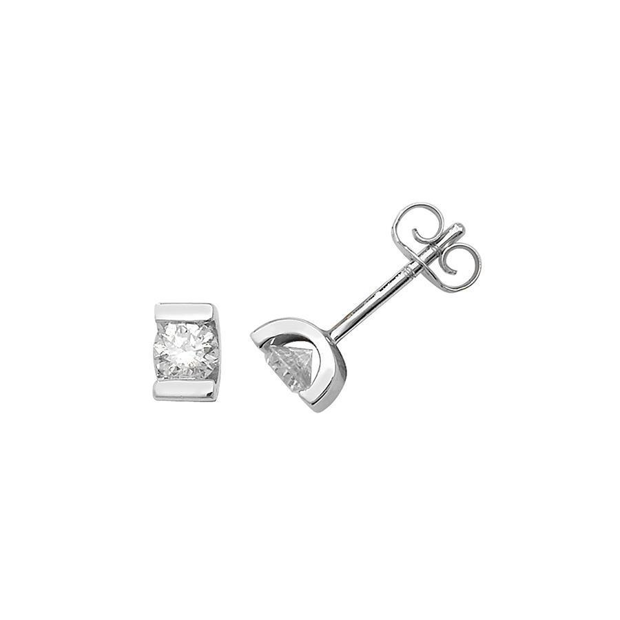 41563 1.3 CT Round Cut Diamond Stud Earring, 14K White Gold