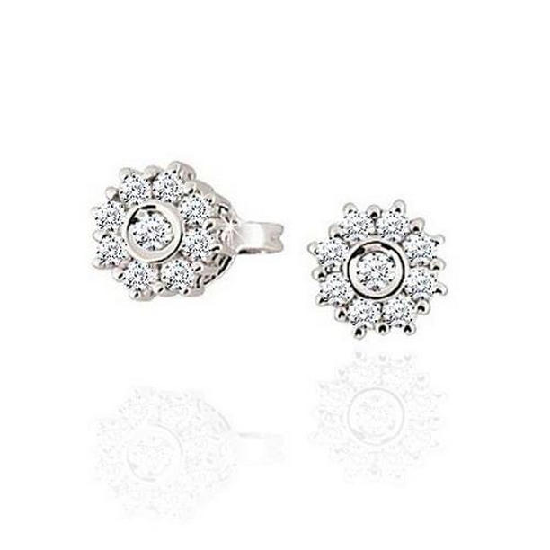 41575 1.28 CT Round Cut Diamond Stud Halo Earring, 14K White Gold