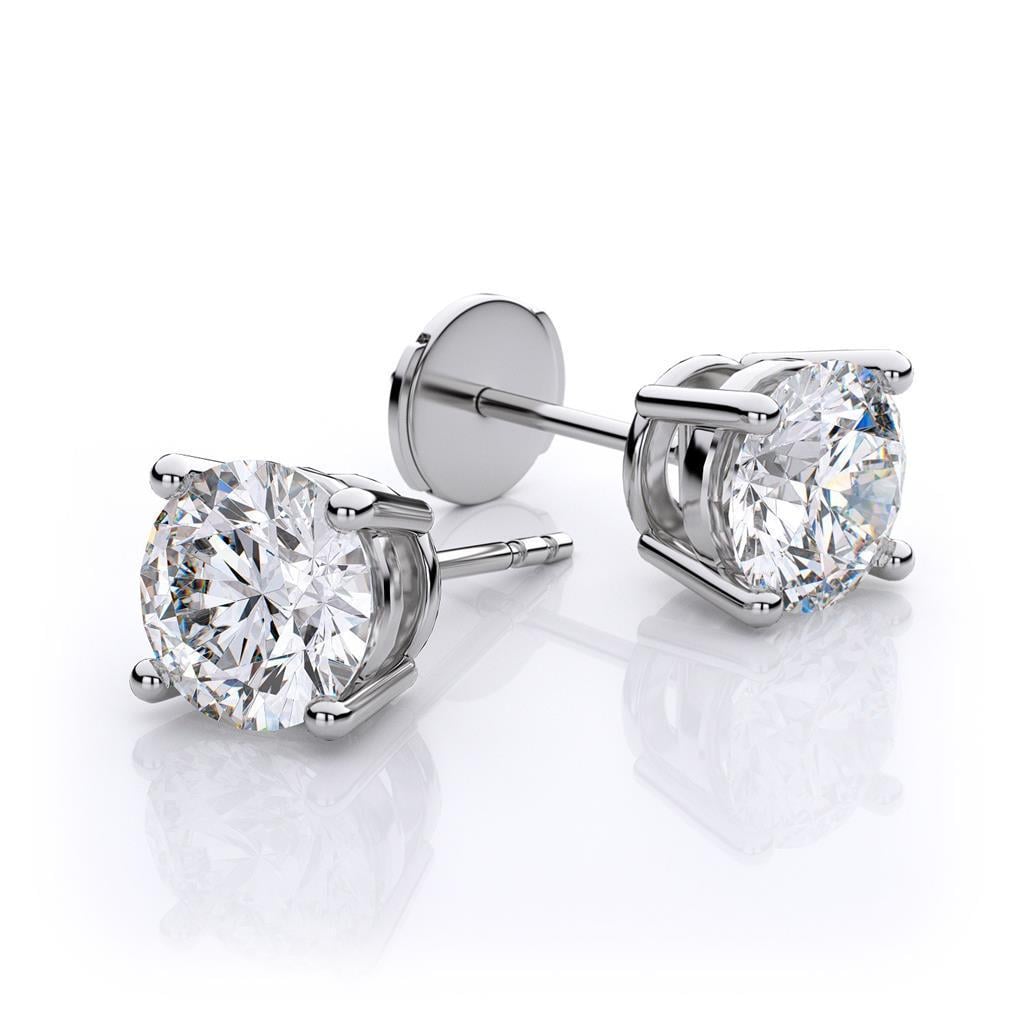 1.40 CT Round Diamond Stud Earring, 14K White Gold