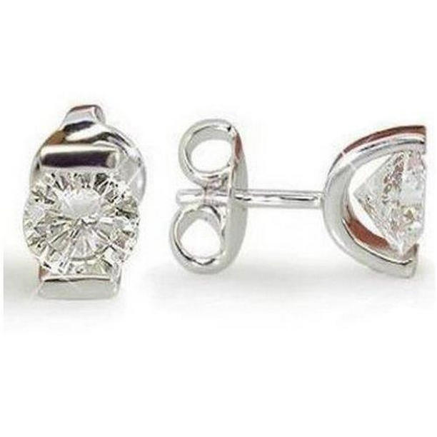 41584 0.90 CT Round Diamond Womens Stud Earring, 14K White Gold