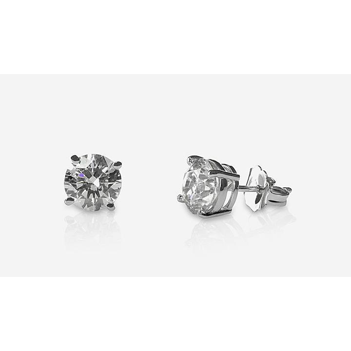41587 Round Cut Diamond 1 CT Stud Earring, 14K White Gold