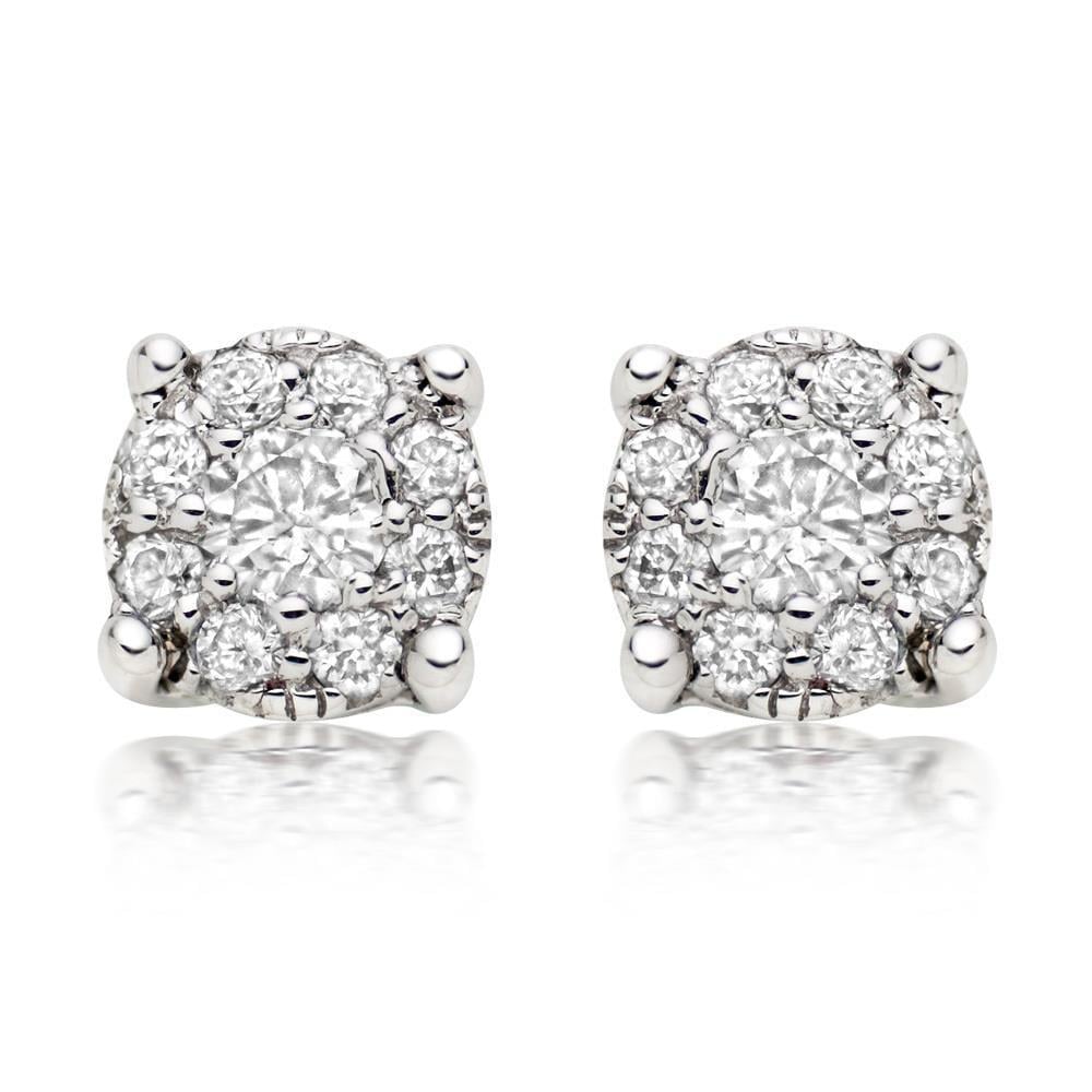 41593 2.6 CT Round Cut Diamond Halo Womens Stud Earring, 14K White Gold