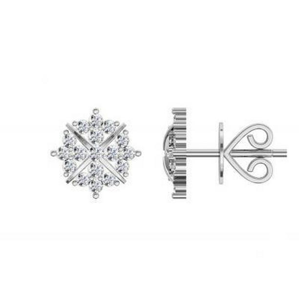 41602 2.4 CT Round Diamond Stud Earring, 14K White Gold