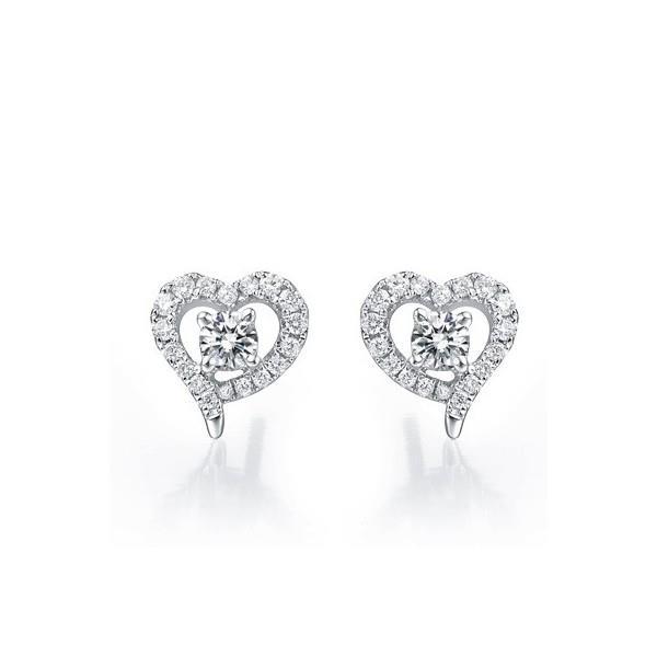 41643 1.36 CT Diamond Heart Shape Halo Stud Earring, 14K White Gold