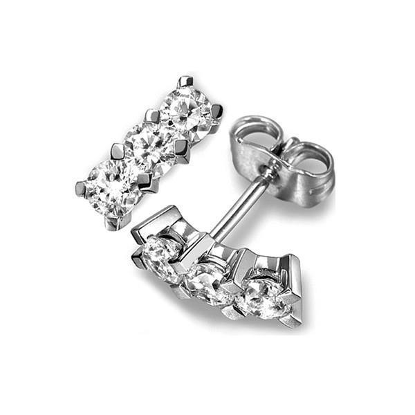 41657 1.5 CT Three Stone Round Diamond Stud Earrings