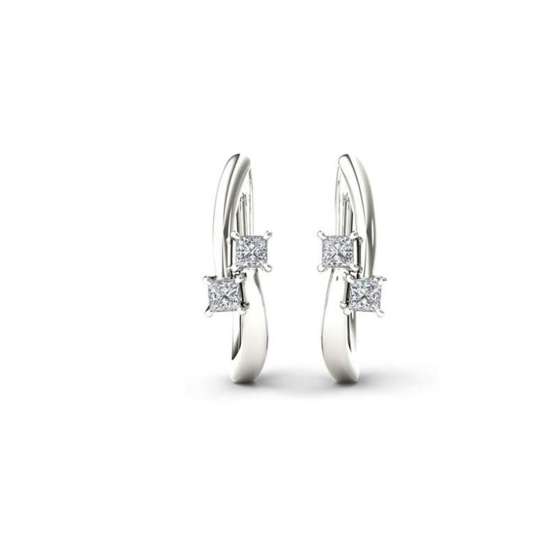 41672 1 CT Princess Cut Diamond Hoop Earrings, 14K White Gold -  Harry Chad Enterprises