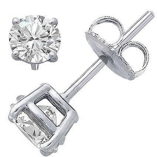 41699 1.5 CT Prong Set Round Diamond Stud Earring, 14K White Gold