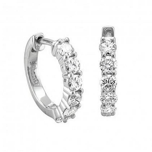 24 CT Prong Set Round Diamond Hoop Earring