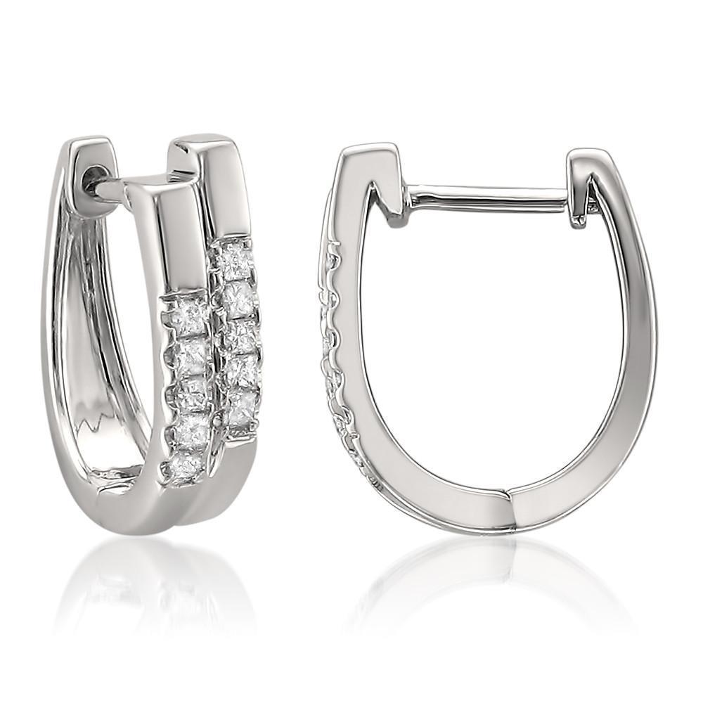 41708 2 CT Prong Set Round Cut Diamond Hoop Earring
