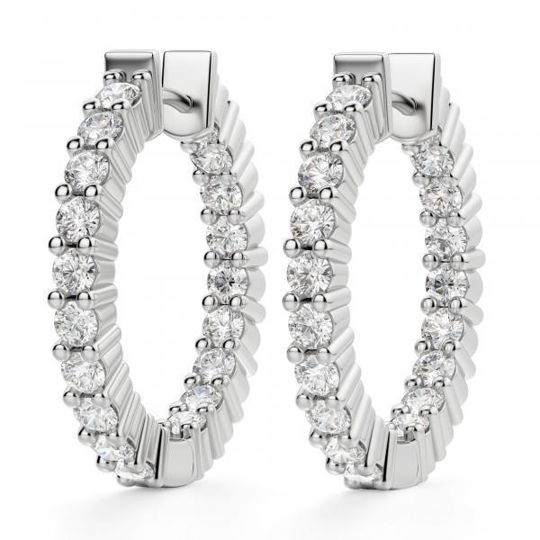 18 CT Prong Set Round Diamond Hoop Earring