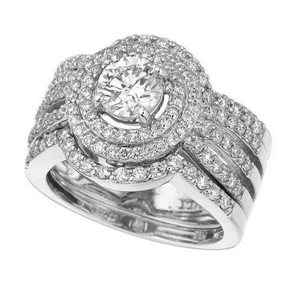11802 1.74 CT Round Split Shank Diamond Engagement Halo Ring, 14K White Gold - Size 6.5