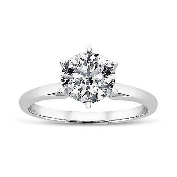 Picture of Harry Chad Enterprises 11823 1.40 CT Round Diamond Solitaire Engagement Ring, 14K White Gold - Size 6.5