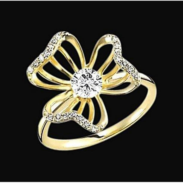 Picture of Harry Chad Enterprises 12057 2.10 CT Diamond Flower Design Engagement Ring&#44; Yellow Gold - Size 6.5