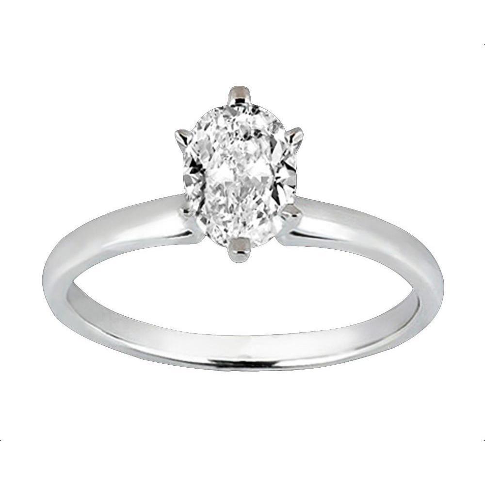 Picture of Harry Chad Enterprises 12163 1.01 CT Oval Cut Diamond Solitaire Ladies Ring&#44; 14K White Gold - Size 6.5