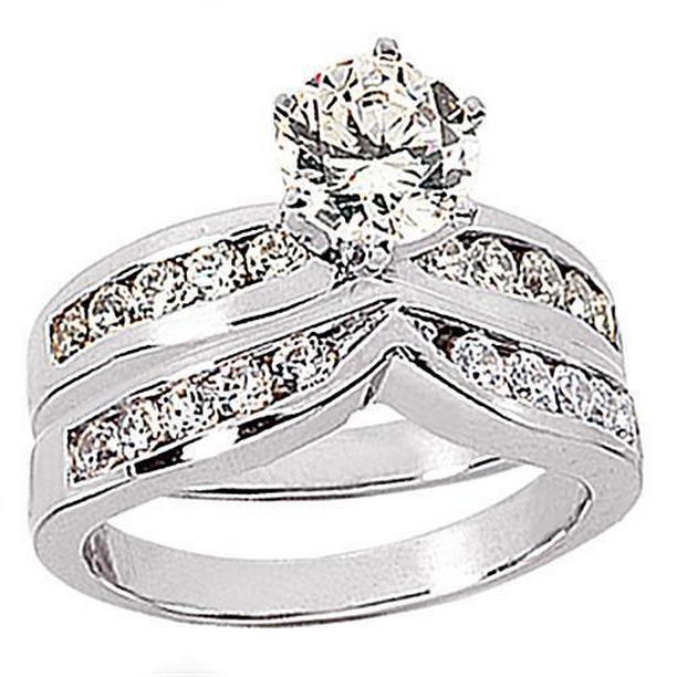 12211 3.25 CT Diamond Engagement Ring Set, 14K White Gold - Size 6.5