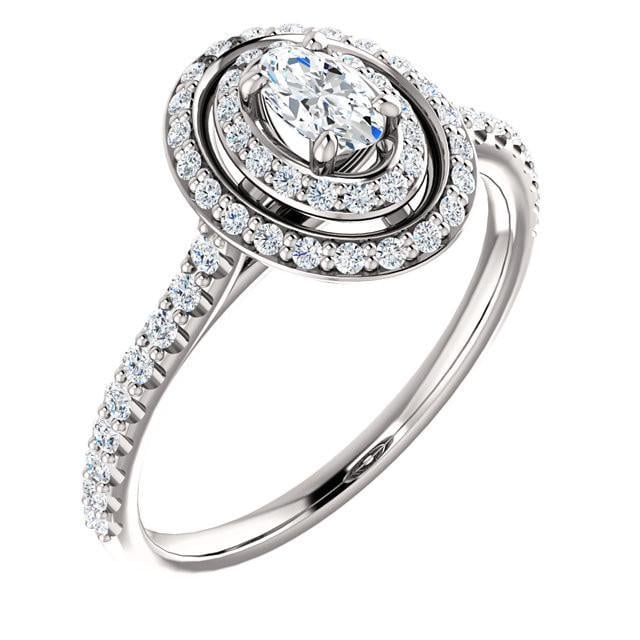 12235 Oval Diamond 1.96 CT 14K White Gold Halo Ring, Size 6.5