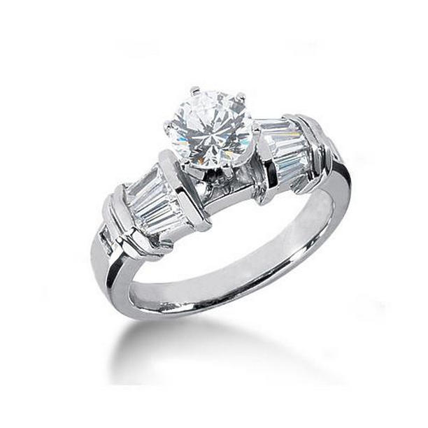 Picture of Harry Chad Enterprises 12249 2.25 CT Three Stone Round & Baguette Diamonds Engagement Ring&#44; Size 6.5