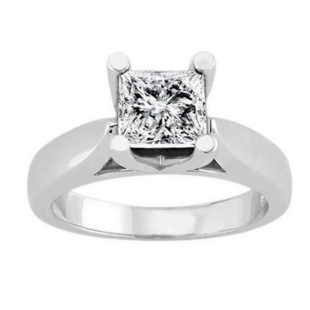 Picture of Harry Chad Enterprises 12255 1.51 CT Princess Diamond 4 Prong Setting Solitaire Ring&#44; White Gold - Size 6.5