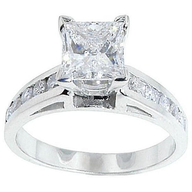 Picture of Harry Chad Enterprises 12300 1.51 CT Diamond 18K Solid White Gold Solitaire Ring with Accents&#44; Size 6.5