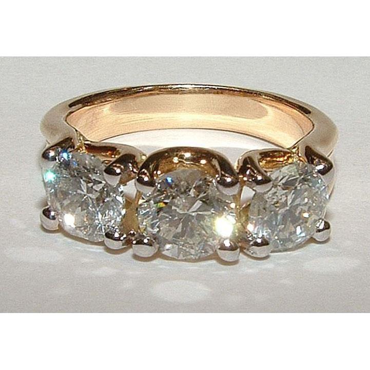Picture of Harry Chad Enterprises 19613 3 CT Round Cut 3 Stone Diamond Ladies Ring&#44; 14K Yellow Gold - Size 6.5