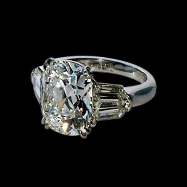 19710 Womens Cushion & Baguette Diamond 1.91 CT White Gold Three Stone Ring, Size 6.5