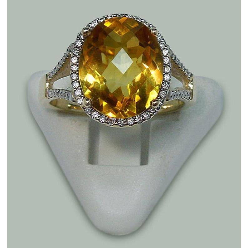 Picture of Harry Chad Enterprises 2353 4.75 CT Citrine & Diamond Ring with Accents&#44; 14K Yellow Gold - Size 6.5