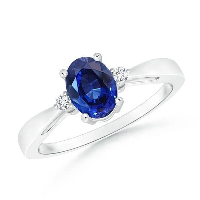 Picture of Harry Chad Enterprises 26247 3.20 CT 3 Stone Sri Lanka Blue Sapphire & Diamond Ring&#44; Size 6.5
