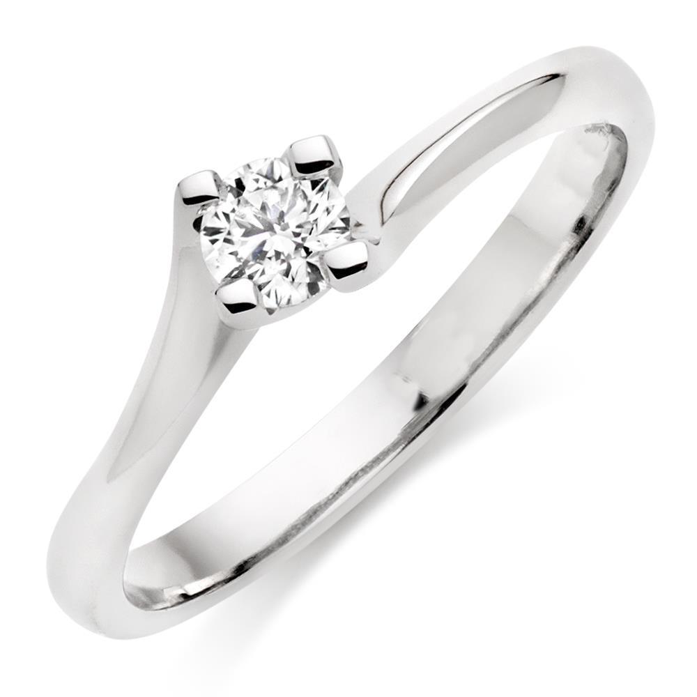 26303 White Gold Solitaire Round 1.10 CT Diamond Engagement Ring, Size 6.5