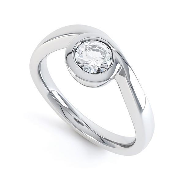 26331 1 CT Solitaire Round Cut Diamond Engagement Ring, 14K White Gold - Size 6.5