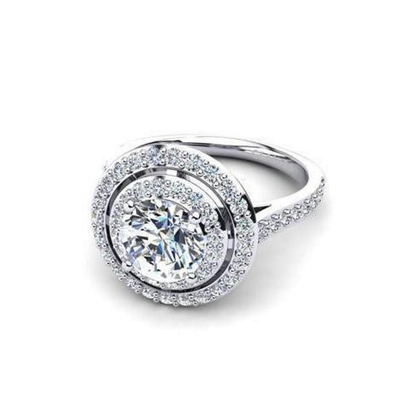 31170 Round Brilliant Cut 2.06 CT Sparkling Diamonds Ring, White Gold - Size 6.5
