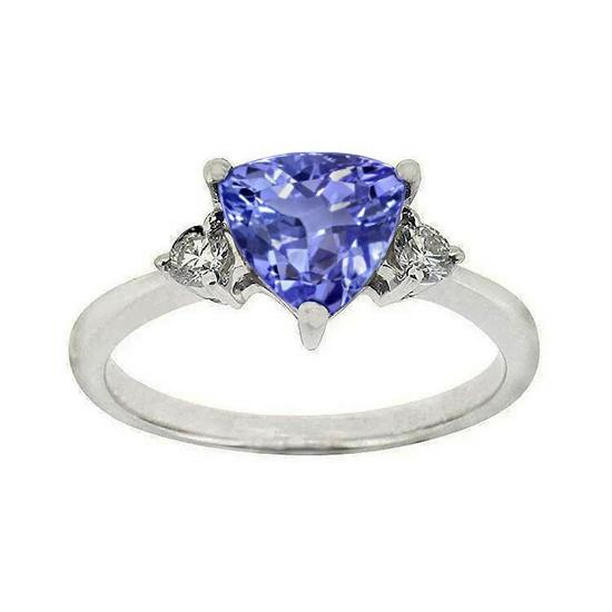 Picture of Harry Chad Enterprises 313 Three Stone Tanzanite & Round Diamonds 4 CT Gemstone Ring&#44; Size 6.5