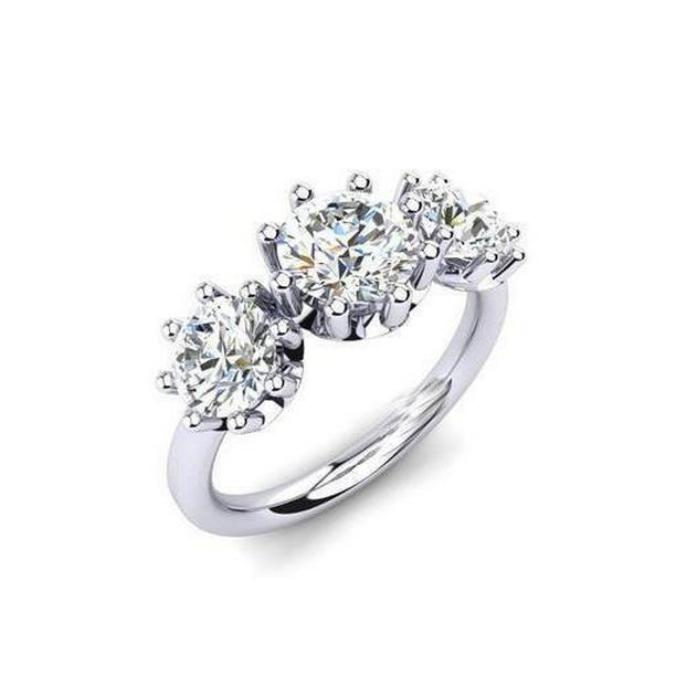 Picture of Harry Chad Enterprises 31374 Round Cut 3 Stone Sparkling 3.50 CT Diamonds Ring&#44; Size 6.5