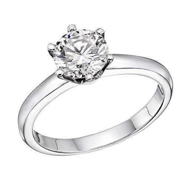 1 CT Round Solitaire White Gold Diamond Ring, Size 6.5