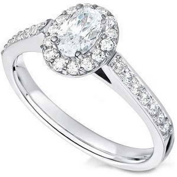 31545 3.25 CT Oval & Round Cut Diamonds Engagement Ring, 14K White Gold - Size 6.5