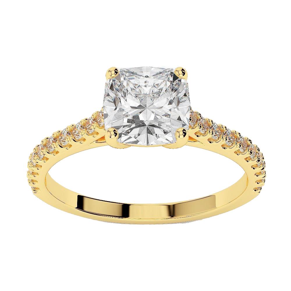 Picture of Harry Chad Enterprises 31641 2.50 CT Cushion Diamond Womens Engagement Ring&#44; 14K Yellow Gold - Size 6.5
