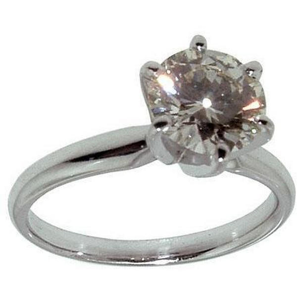 36794 1 CT Round Diamond 14K White Gold Solitaire Engagement Ring, Size 6.5