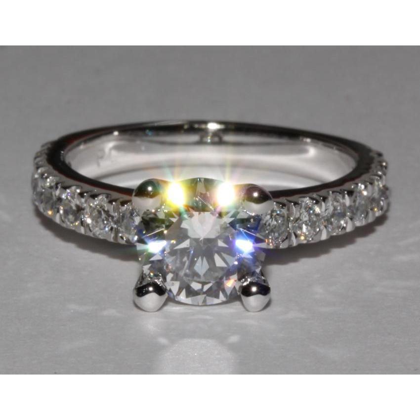 36835 1.50 CT Round Cut Diamond Accented Engagement Ring, 14K White Gold - Size 6.5
