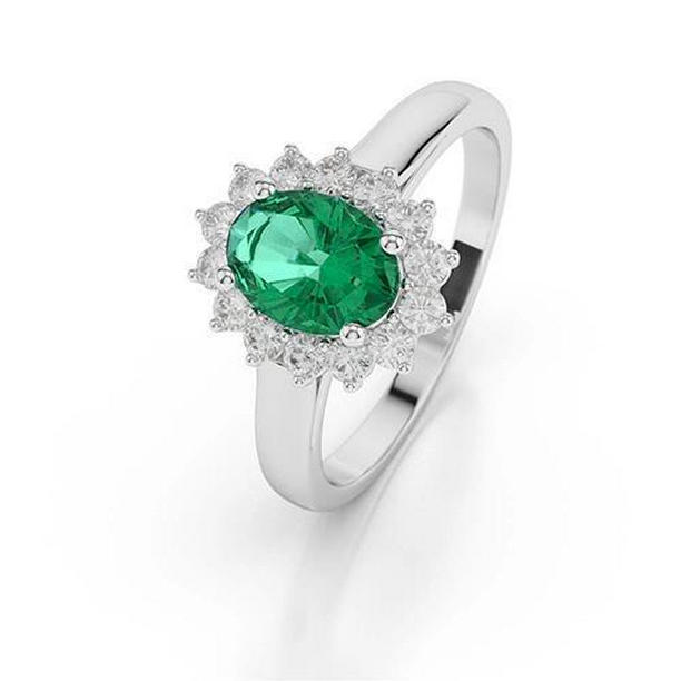 Picture of Harry Chad Enterprises 36919 Green Emerald & 3.50 CT Lady Gold Diamond Ring&#44; Size 6.5