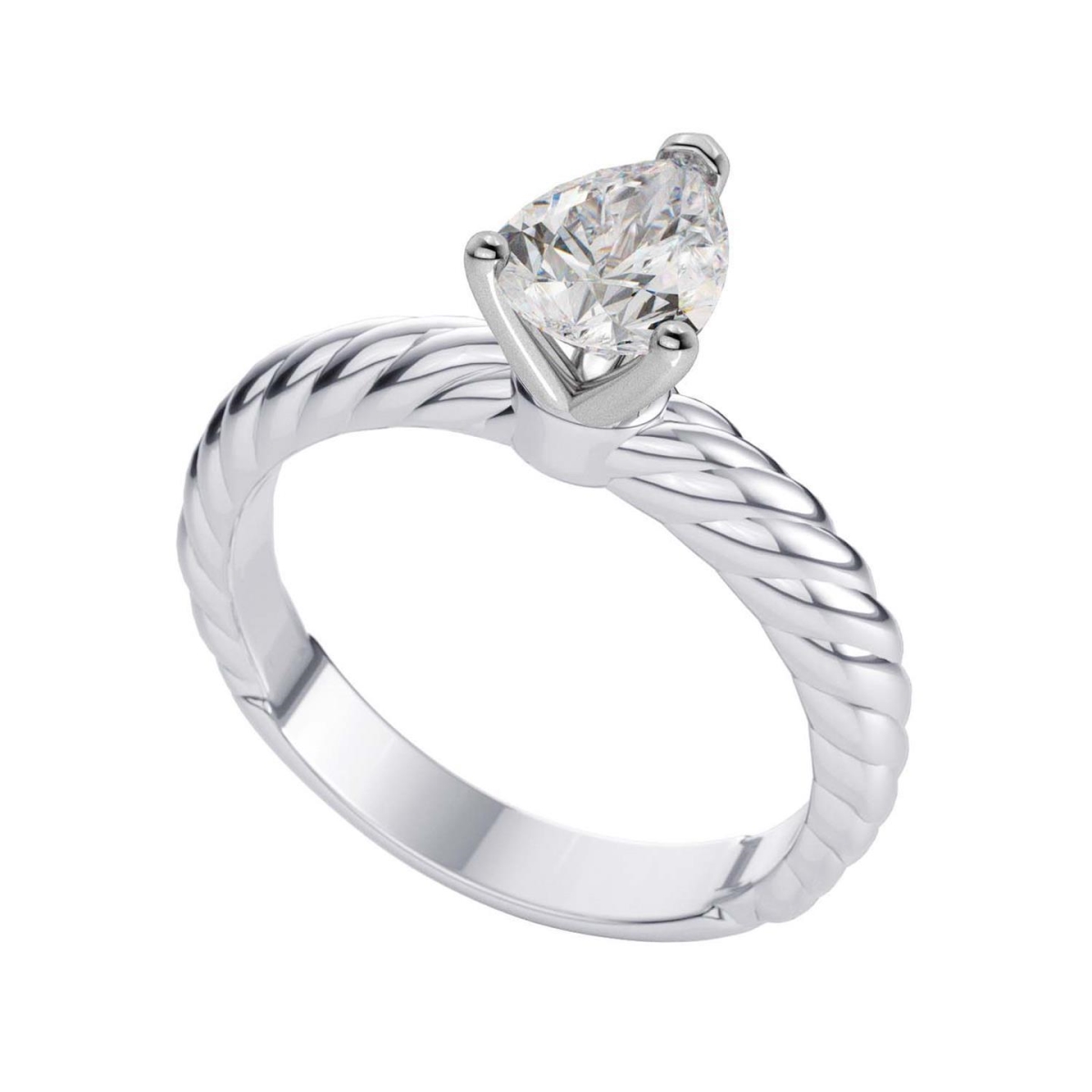 Solitaire Pear 1 CT Diamond Engagement Ring, White Gold - Size 6.5