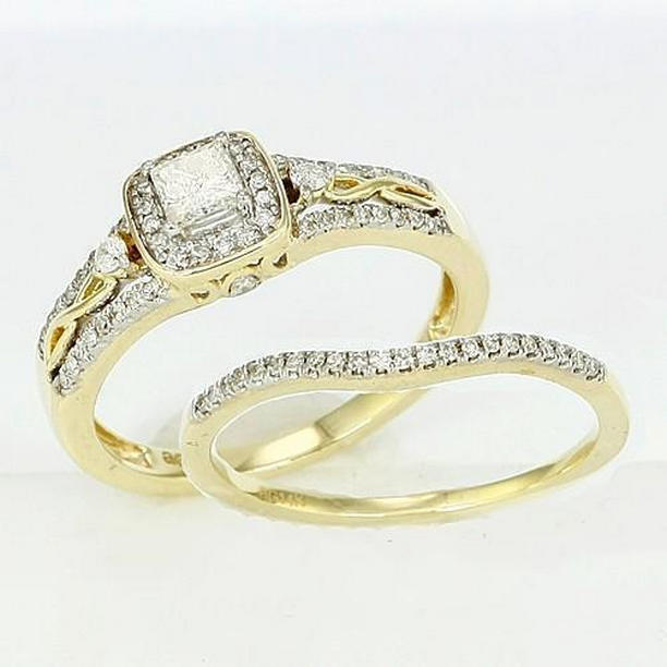 Picture of Harry Chad Enterprises 36963 2 CT Diamond Bridal Engagement Set Ring&#44; 14K Yellow Gold - Size 6.5