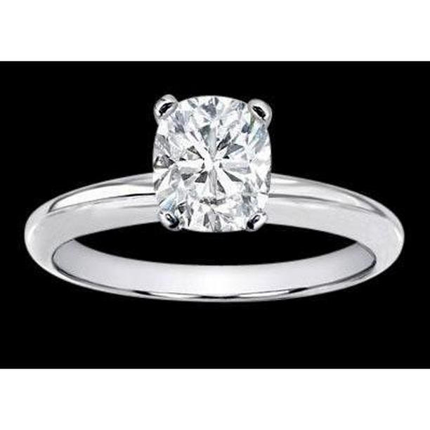 Picture of Harry Chad Enterprises 37030 1 CT Cushion Diamond Solitaire Engagement Ring, 14K White Gold - Size 6.5