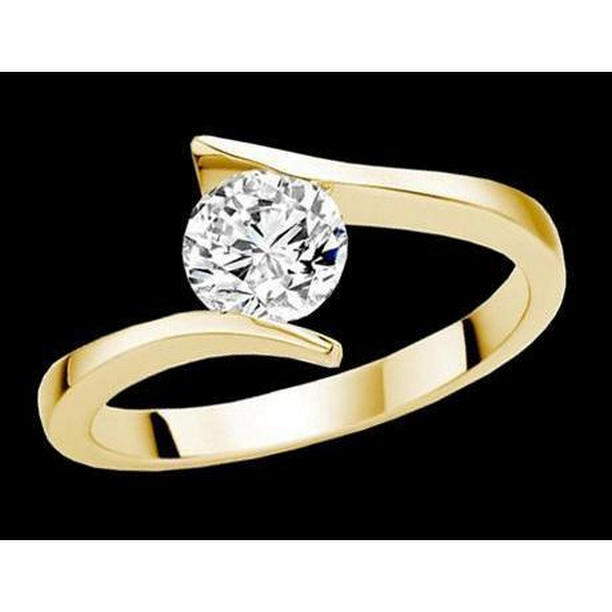 Picture of Harry Chad Enterprises 37123 Solitaire 1 CT Round Diamond Anniversary Ring, 14K Yellow Gold - Size 6.5