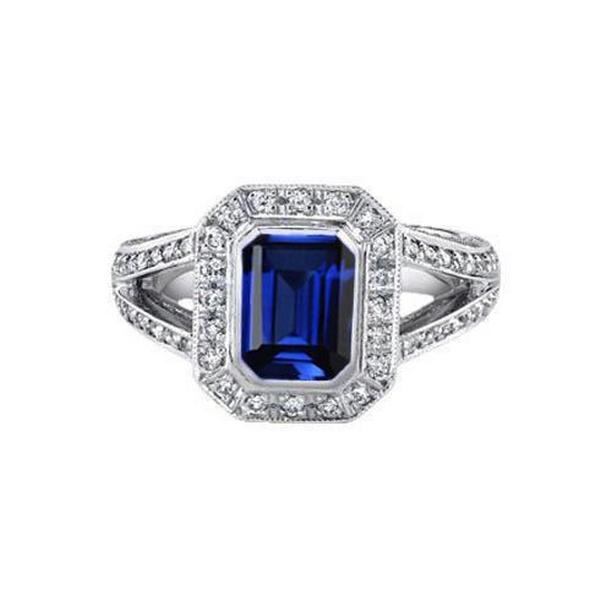 Picture of Harry Chad Enterprises 37301 Ceylon Blue Sapphire Diamonds 5.36 CT Natural Gem-Stone Ring&#44; Size 6.5