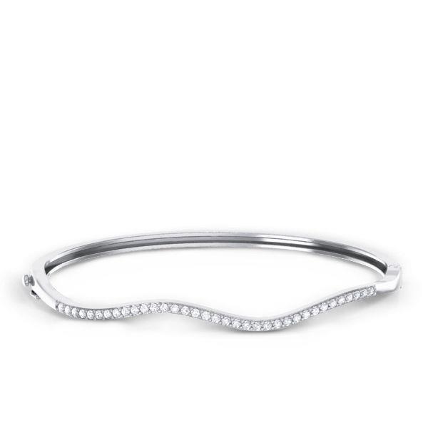 40764 3.50 CT Round Cut Diamond Womens Bangle, White Gold