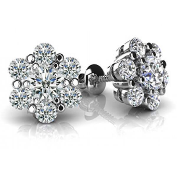 40786 1.80 CT Brilliant Cut Diamond Stud Earring, 14K White Gold