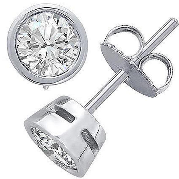 41758 1.5 CT Bezel Set F Vs1 Round Diamond Stud Earring, White Gold -  Harry Chad Enterprises